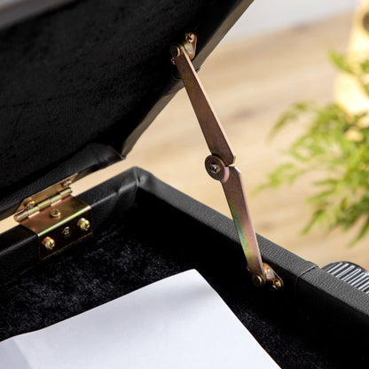 Piano Bench Height-Adjustable Piano Stool with Hidden Storage, Piano Bench with Leather Cushion, Black, 63 x 35 x 46-56 cm