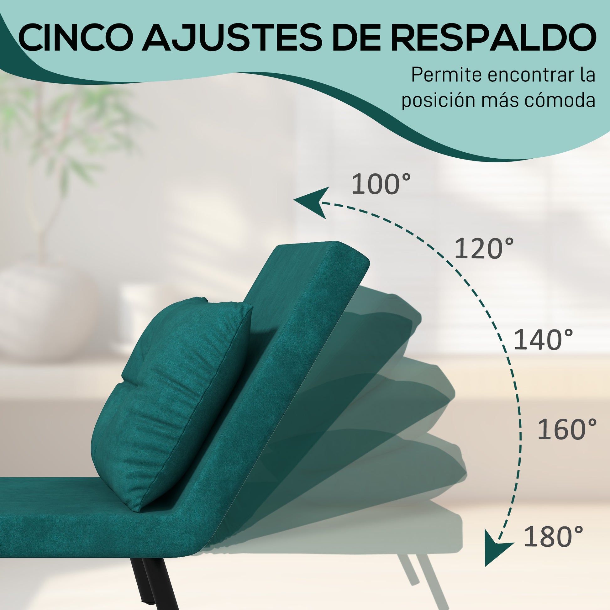 1-Seater Sofa Bed Folding Sofa Upholstered in Velvet with Adjustable 5-Level Backrest and Padded Pillow for Office Bedroom Living Room 63x73x81 cm Green