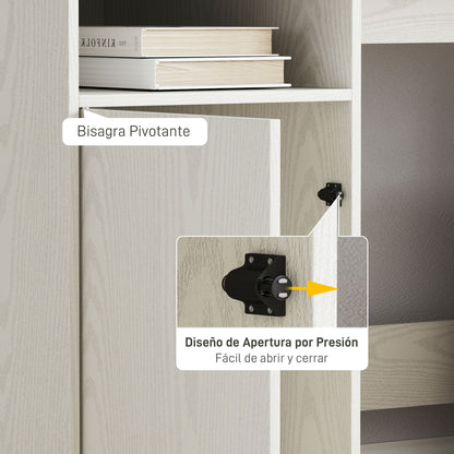 Modern Desk with Shelf Desk with Open Compartment Door and Monitor Stand Desk for Study Bedroom Home Office 108x50x94 cm Cream