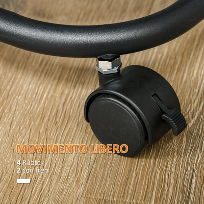 Serving Trolley with 4 Wire Baskets, Top Shelf, and Swivel Wheels, Steel and PP Plastic, 33x33x77cm, Black