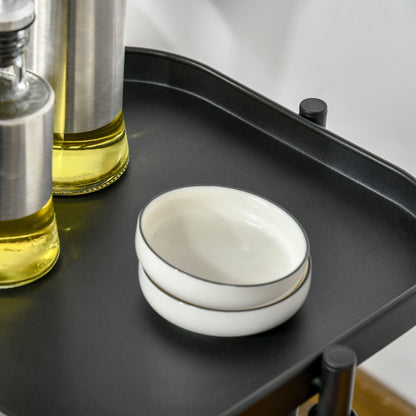 Serving Trolley with 4 Wire Baskets, Top Shelf, and Swivel Wheels, Steel and PP Plastic, 33x33x77cm, Black