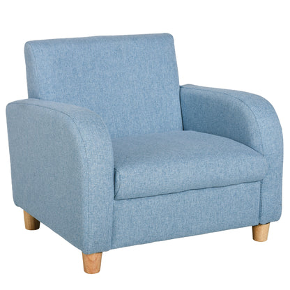 Children's Armchair Kids Sofa with Thick Foam and Thick Seat Cushions Children's Couch Chair Lounger with Anti-Slip Feet for 3-5 Year Old Kids Wood Linen Foam Blue 49x45x44.5 cm