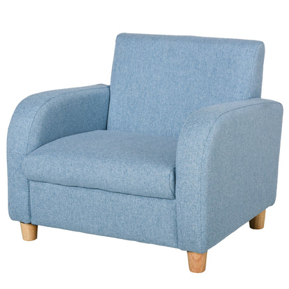 Children's Armchair Kids Sofa with Thick Foam and Thick Seat Cushions Children's Couch Chair Lounger with Anti-Slip Feet for 3-5 Year Old Kids Wood Linen Foam Blue 49x45x44.5 cm
