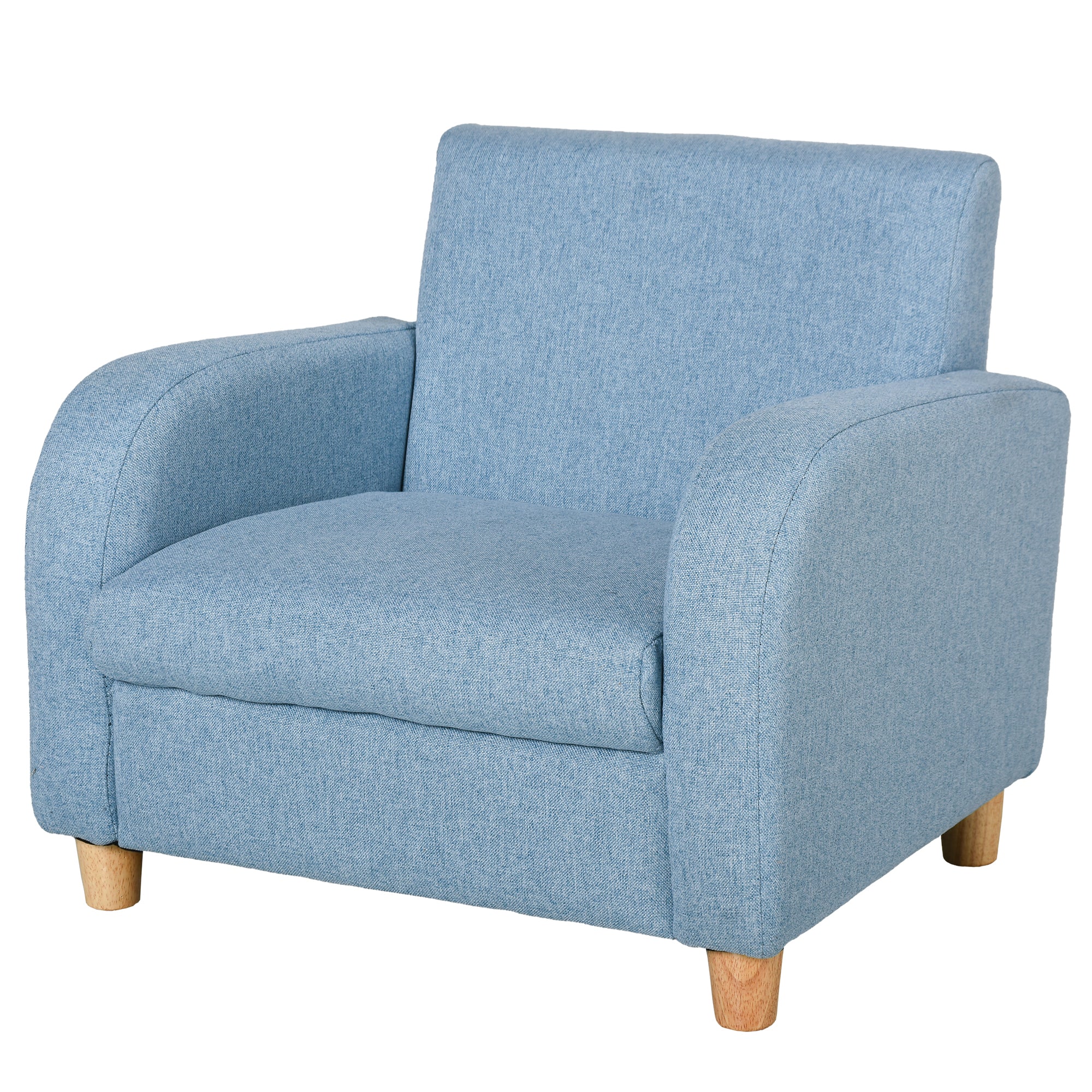 Children's Armchair Kids Sofa with Thick Foam and Thick Seat Cushions Children's Couch Chair Lounger with Anti-Slip Feet for 3-5 Year Old Kids Wood Linen Foam Blue 49x45x44.5 cm