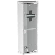 Stainless Steel Medicine Cabinet with Tempered Glass Door, Lockable Medicine Cabinet with 3 Racks, First Aid Cabinet, 20 x 12 x 58 cm, Silver