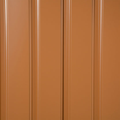 Metal Tool Shed 26.2m³ 340x386x200cm with Gable Roof Foundation Sliding Door Weatherproof Garden House Outdoor Garden Shed Cabinet for Outdoor Area, Yellow