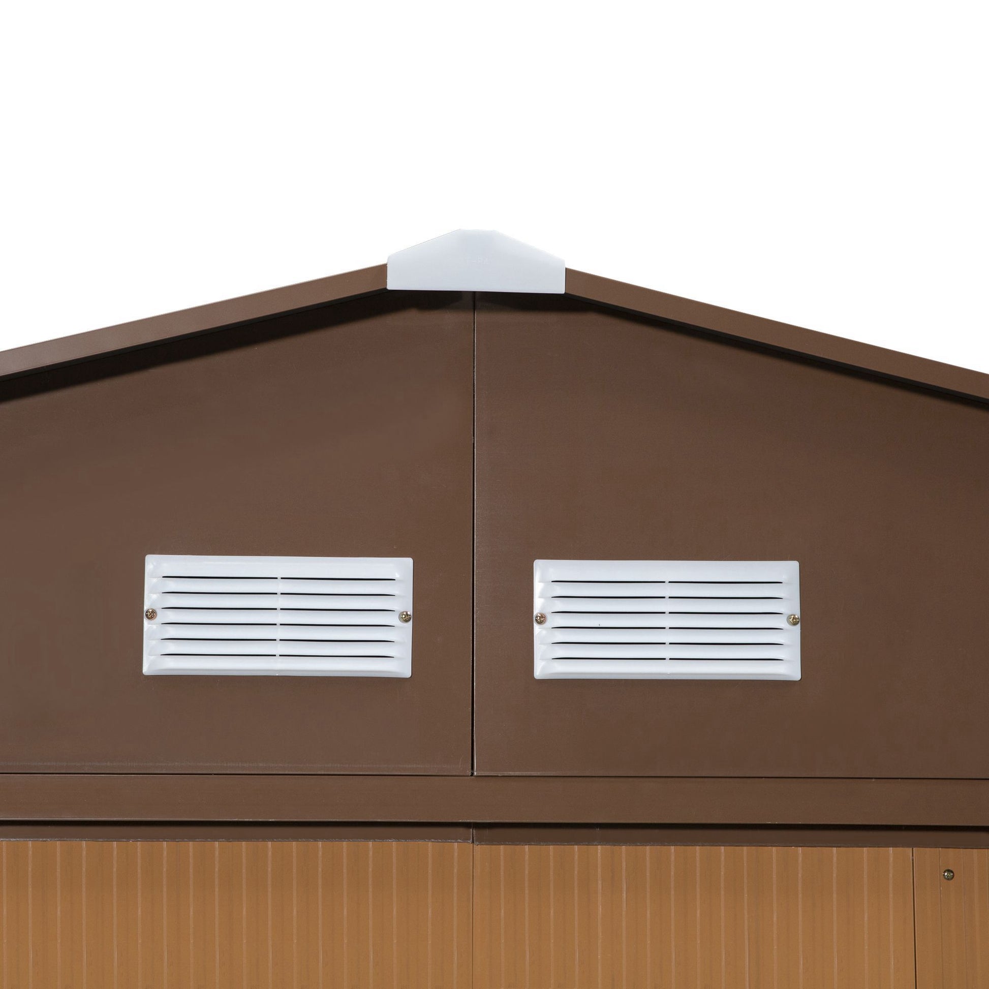Metal Tool Shed 26.2m³ 340x386x200cm with Gable Roof Foundation Sliding Door Weatherproof Garden House Outdoor Garden Shed Cabinet for Outdoor Area, Yellow