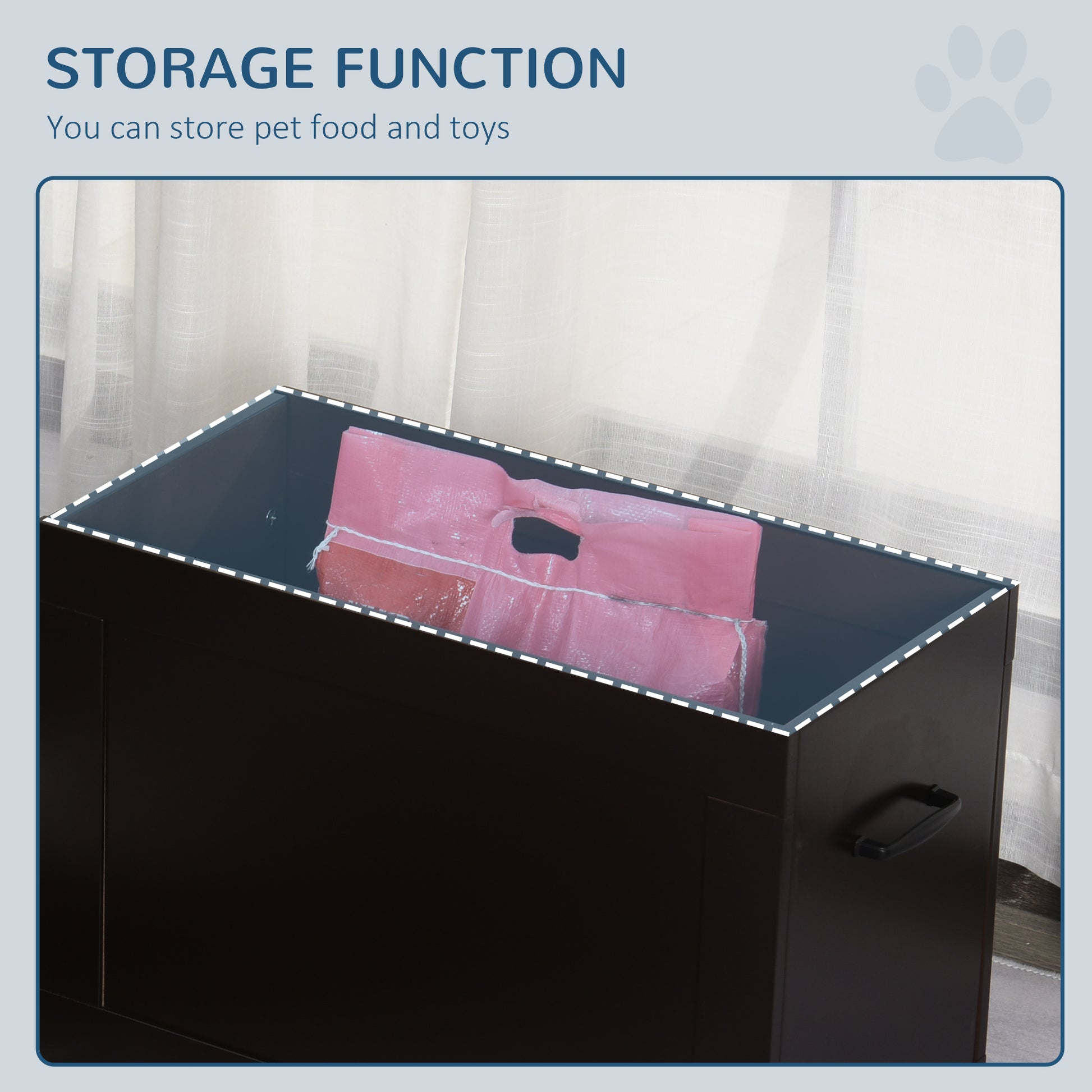 Elevated Dog Bowl Feeding Station with Storage Space Water Bowl 2 x 2000ml Stainless Steel Bowls Pet Bowls Feeding Bowl Food Station for Dogs Cats Espresso