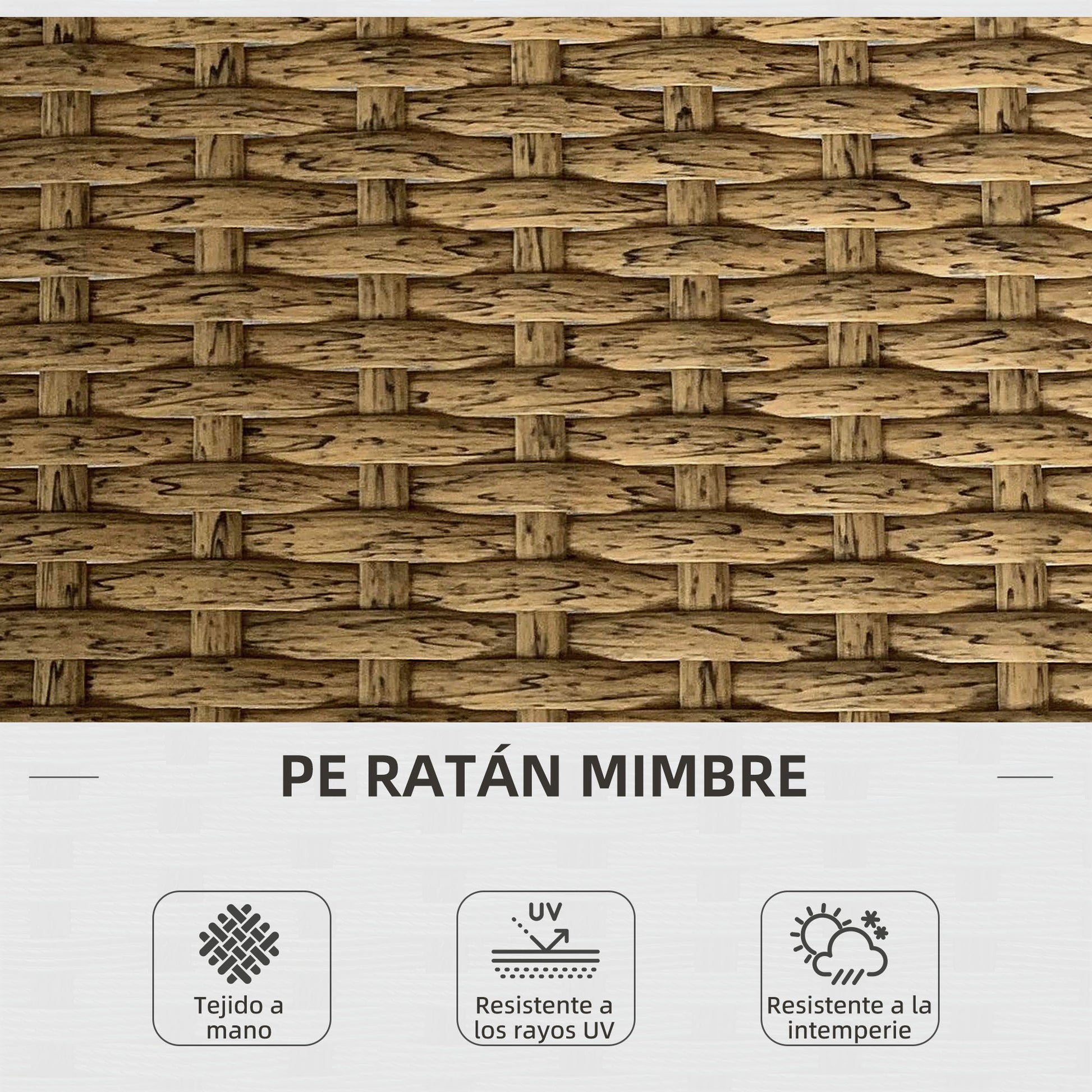 Synthetic Rattan Garden Set 3-Piece Outdoor Furniture with 1 Two-Seater Sofa 1 Corner Sofa 1 Metal Coffee Table and Anti-UV Cushions for Patio Natural and Cream