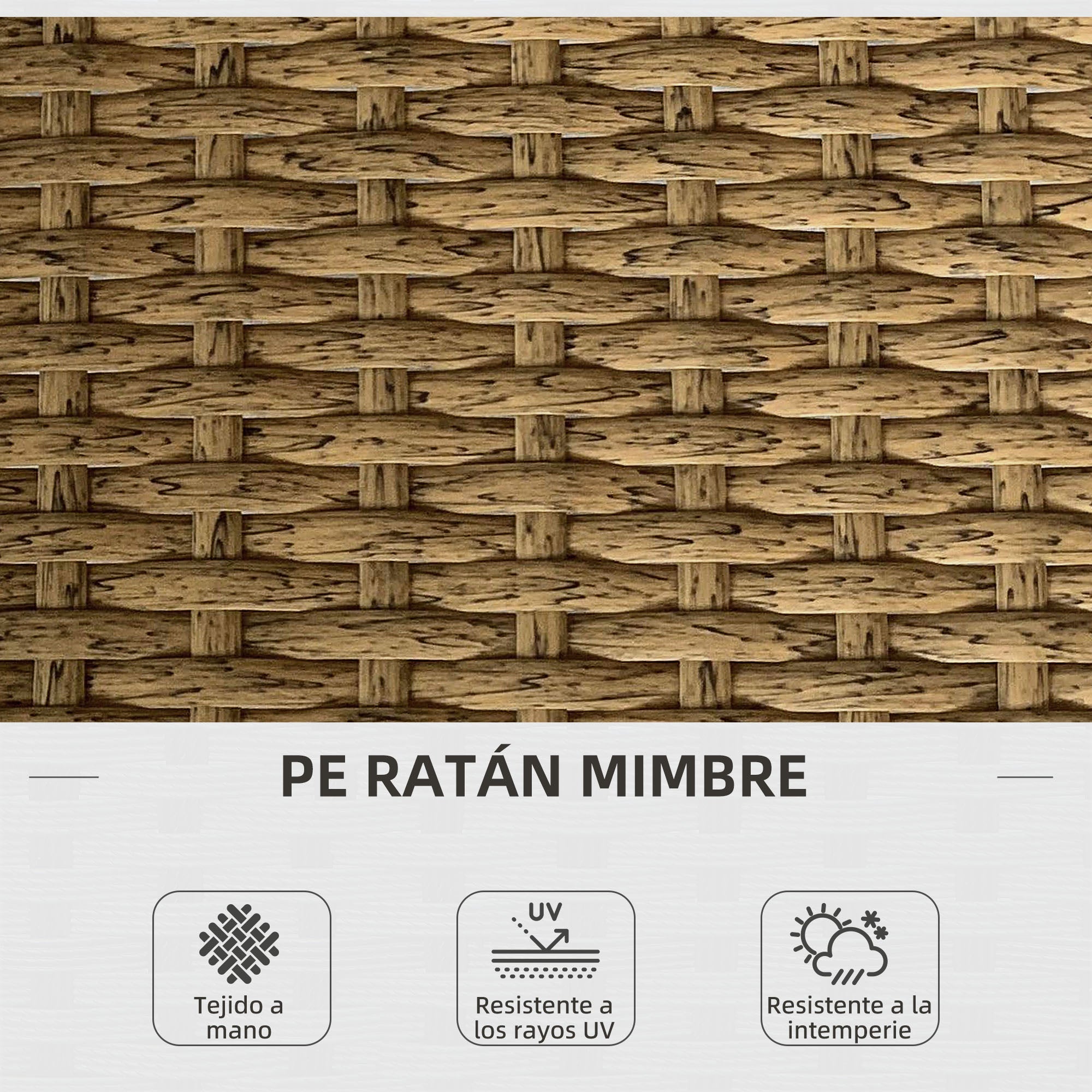 Synthetic Rattan Garden Set 3-Piece Outdoor Furniture with 1 Two-Seater Sofa 1 Corner Sofa 1 Metal Coffee Table and Anti-UV Cushions for Patio Natural and Cream