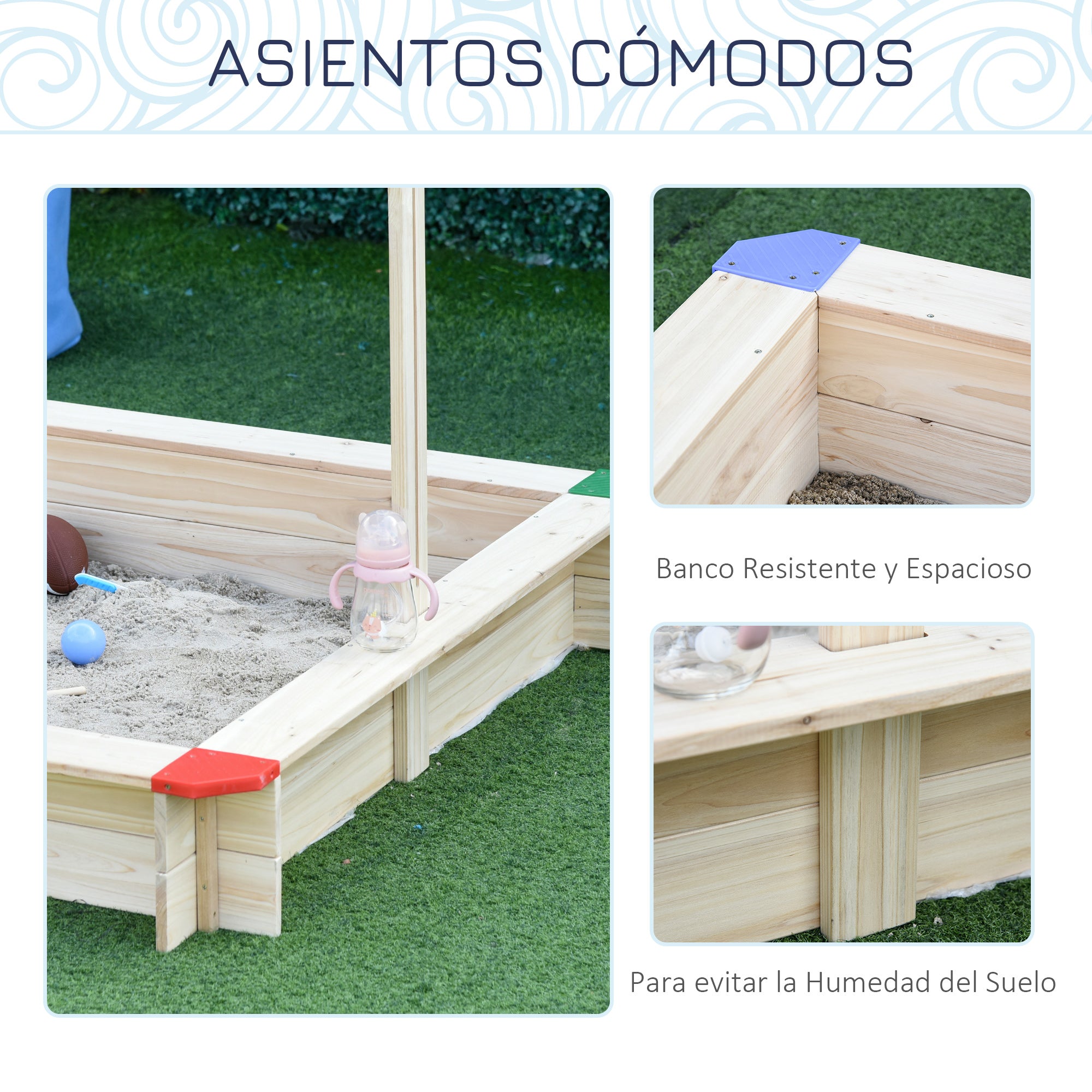 Wooden Sandbox for Kids with Canopy Sandbox Bench Adjustable Roof Spacious 47.2x47.2x47.2 inches for Outdoor Garden Play Natural Wood Color