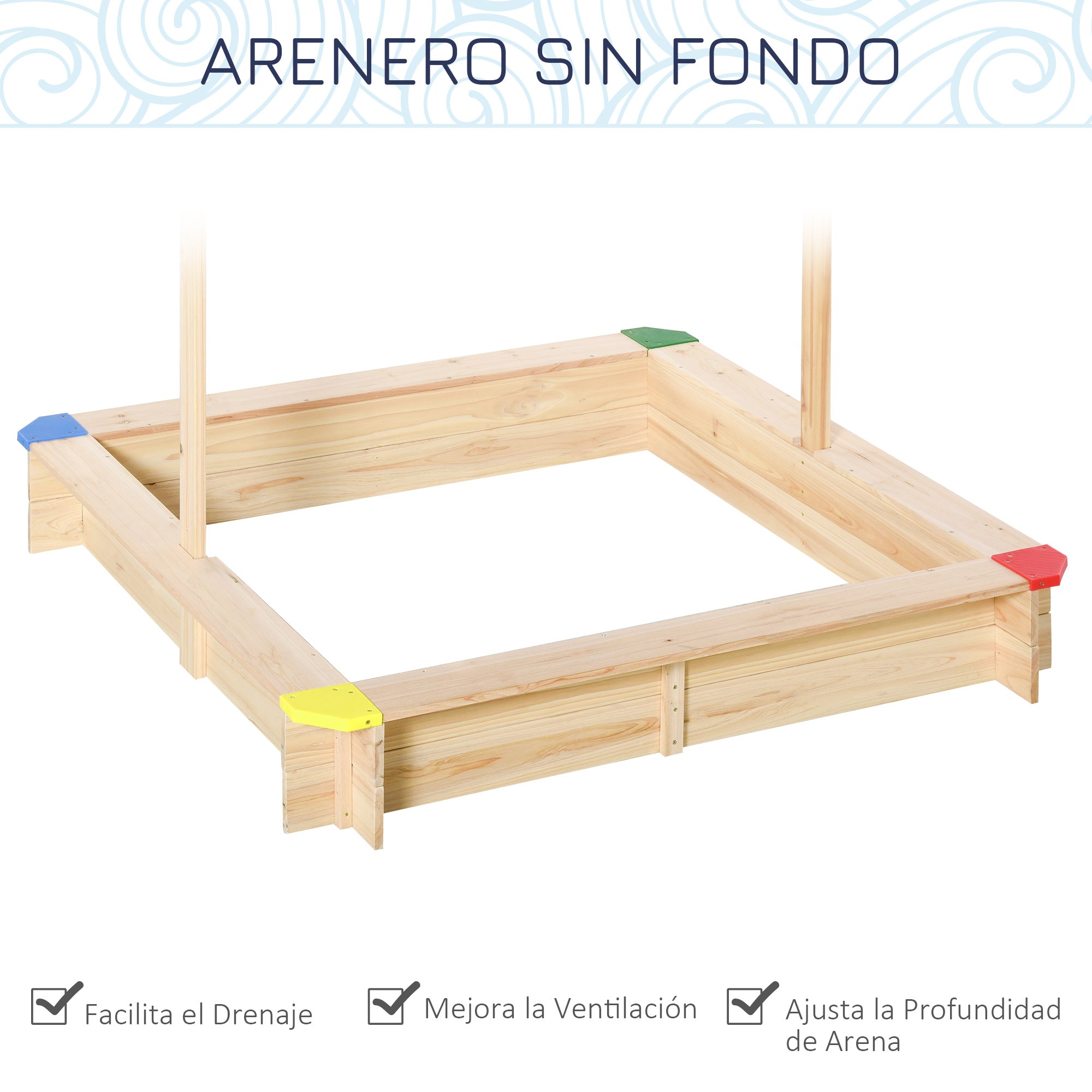 Wooden Sandbox for Kids with Canopy Sandbox Bench Adjustable Roof Spacious 47.2x47.2x47.2 inches for Outdoor Garden Play Natural Wood Color