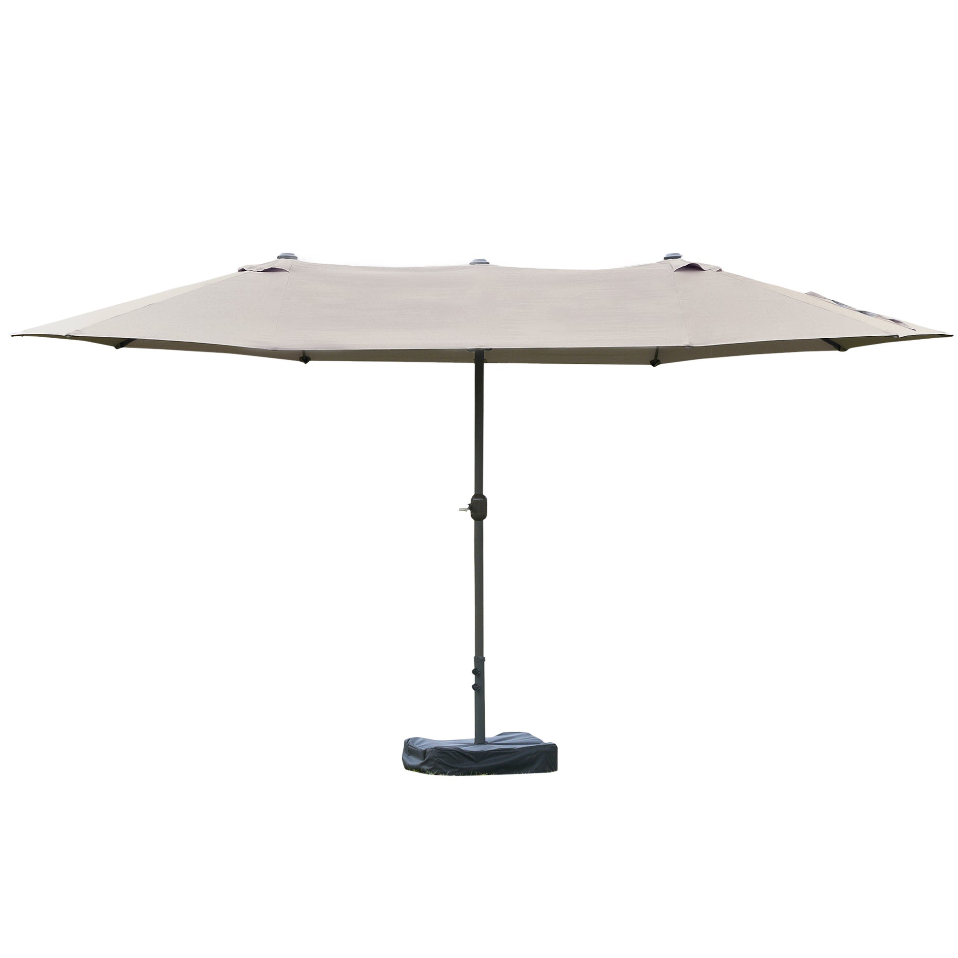 Garden Parasol outdoor double rectangular parasol 4.6L x 2.7W x 2.4H m with crank opening closing, weight bags and base included, for balcony, pool, light gray