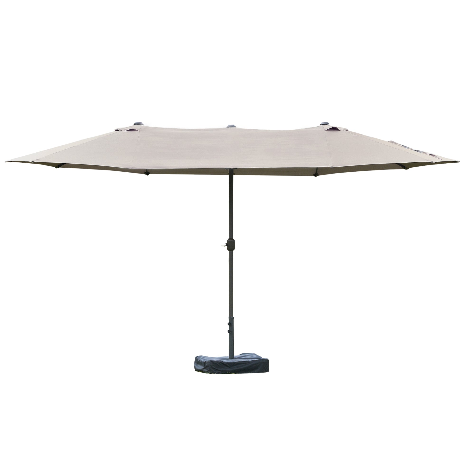 Garden Parasol outdoor double rectangular parasol 4.6L x 2.7W x 2.4H m with crank opening closing, weight bags and base included, for balcony, pool, light gray