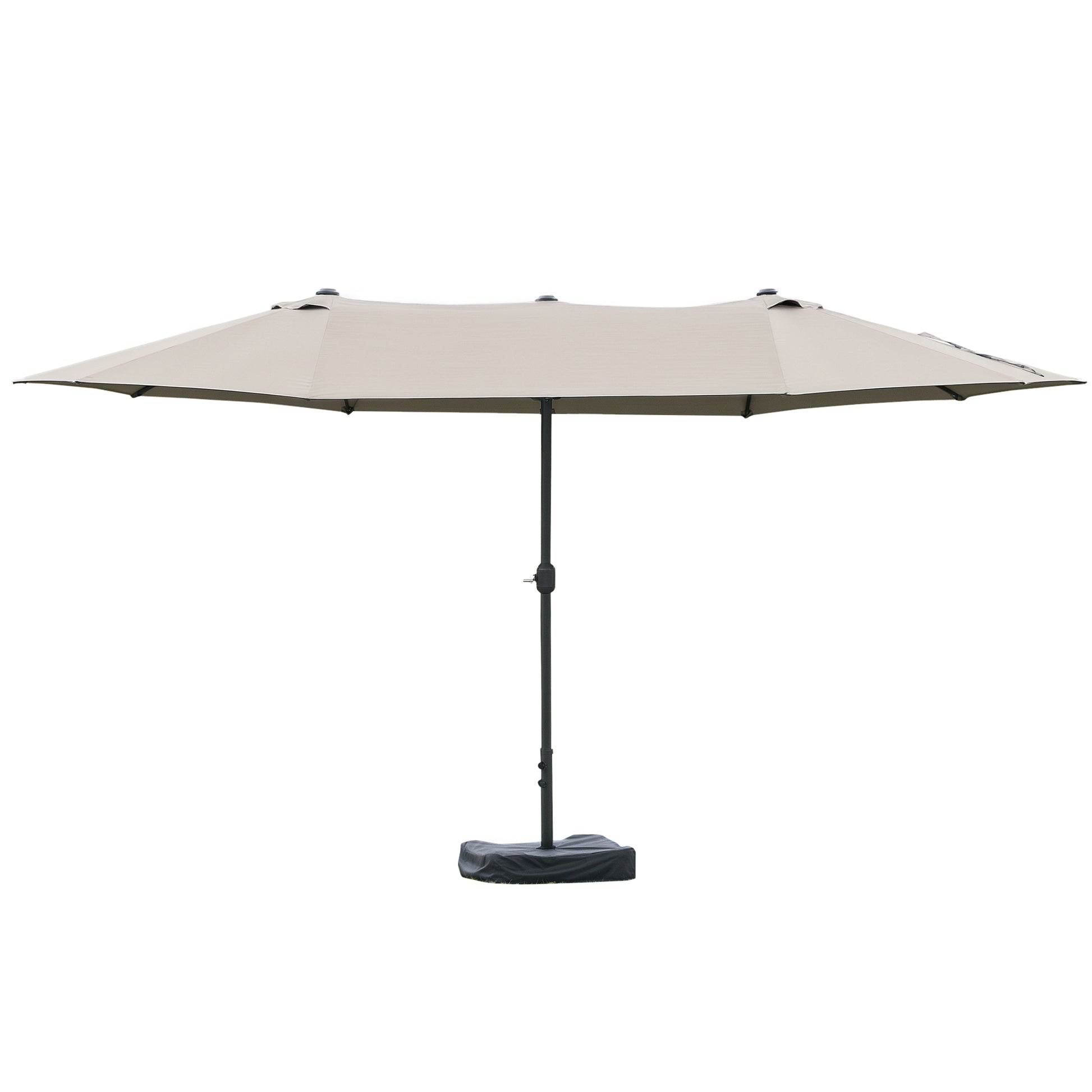 Garden Parasol outdoor double rectangular parasol 4.6L x 2.7W x 2.4H m with crank opening closing, weight bags and base included, for balcony, pool, light gray
