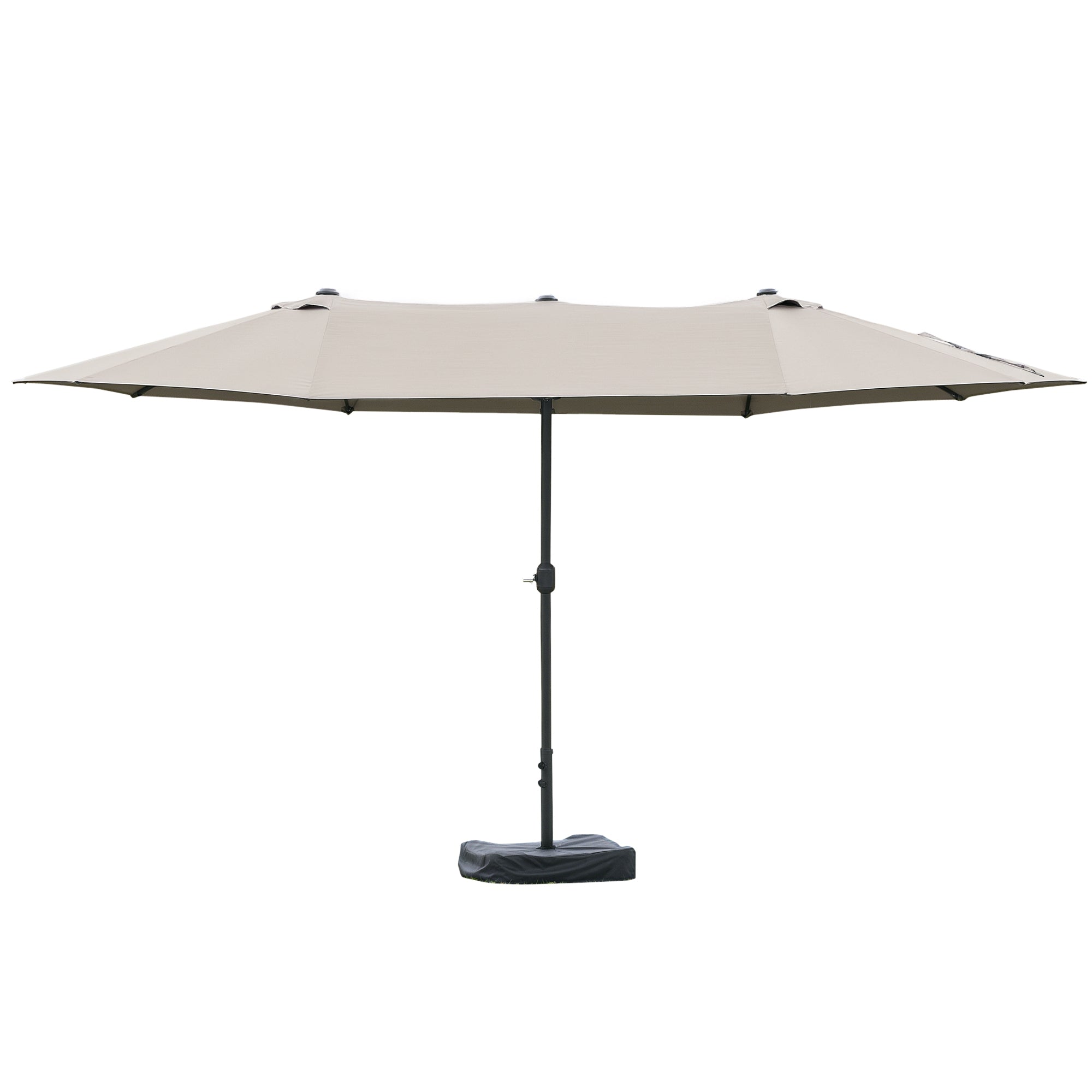 Garden Parasol outdoor double rectangular parasol 4.6L x 2.7W x 2.4H m with crank opening closing, weight bags and base included, for balcony, pool, light gray