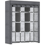 Fabric Wardrobe, Clothes Closet with Hanging Rods, 8 Levels, Folding Wardrobe, Foldable Wardrobe for Bedroom, Hallway, Non-Woven Fabric, Dark Grey, 125 x 43 x 162.5 cm