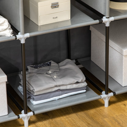 Fabric Wardrobe, Clothes Closet with Hanging Rods, 8 Levels, Folding Wardrobe, Foldable Wardrobe for Bedroom, Hallway, Non-Woven Fabric, Dark Grey, 125 x 43 x 162.5 cm