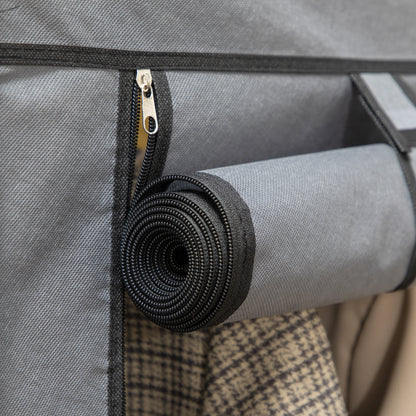 Fabric Wardrobe, Clothes Closet with Hanging Rods, 8 Levels, Folding Wardrobe, Foldable Wardrobe for Bedroom, Hallway, Non-Woven Fabric, Dark Grey, 125 x 43 x 162.5 cm