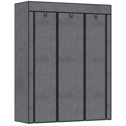 Fabric Wardrobe, Clothes Closet with Hanging Rods, 8 Levels, Folding Wardrobe, Foldable Wardrobe for Bedroom, Hallway, Non-Woven Fabric, Dark Grey, 125 x 43 x 162.5 cm