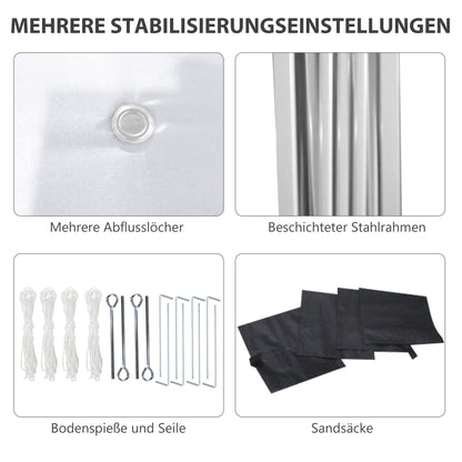 Pavillon ca.3x3m, water-repellent Sturdy Winterproof Pop-up Folding Pavilion with 2 Side Walls, UV Protection 30+, Foldable Party Tent Garden Tent with Bag, Garden Pavilion for Camping, Light Gray