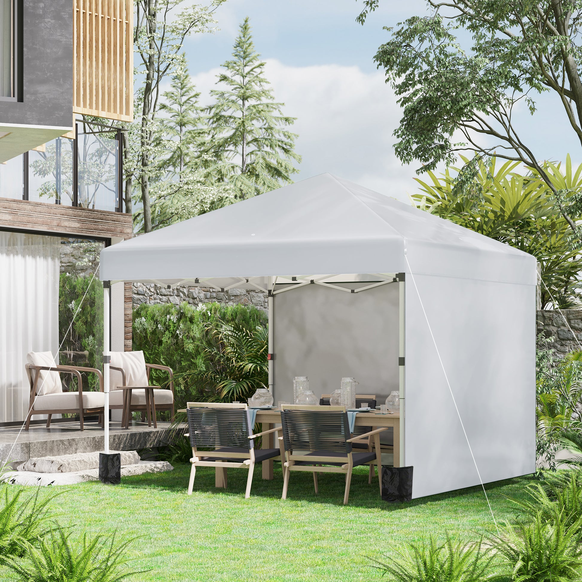 Pavillon ca.3x3m, water-repellent Sturdy Winterproof Pop-up Folding Pavilion with 2 Side Walls, UV Protection 30+, Foldable Party Tent Garden Tent with Bag, Garden Pavilion for Camping, Light Gray