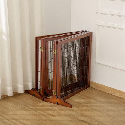 Dog Barrier Adjustable Safety Gate with Feet 432 x 70 cm Wood Dog Gate Foldable Stair Gate Dog Barrier for Stairs, Doors, Hallways, 6 Panels, Coffee
