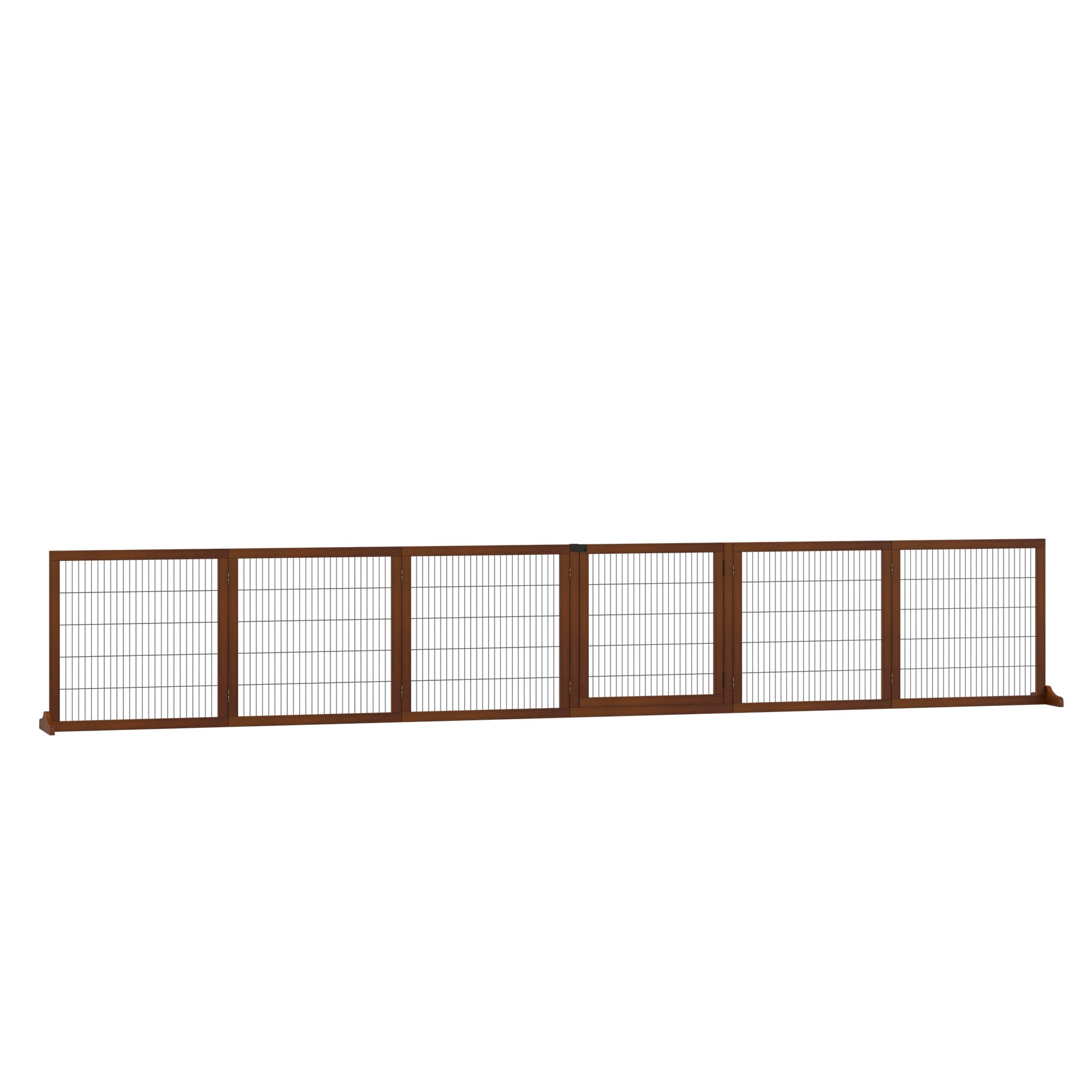 Dog Barrier Adjustable Safety Gate with Feet 432 x 70 cm Wood Dog Gate Foldable Stair Gate Dog Barrier for Stairs, Doors, Hallways, 6 Panels, Coffee