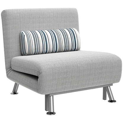 Sleeper Armchair, Folding Chair with Bed Function, Back Cushion, Foldable Recliner in Linen Look, Adjustable Backrest, up to 150 kg load capacity, for Living Room, Gray