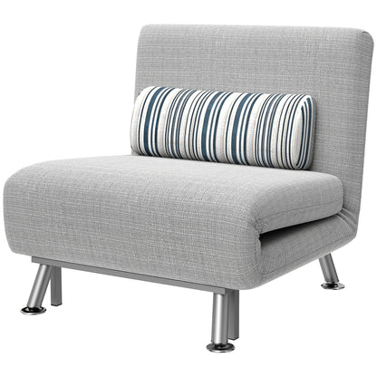 Sleeper Armchair, Folding Chair with Bed Function, Back Cushion, Foldable Recliner in Linen Look, Adjustable Backrest, up to 150 kg load capacity, for Living Room, Gray