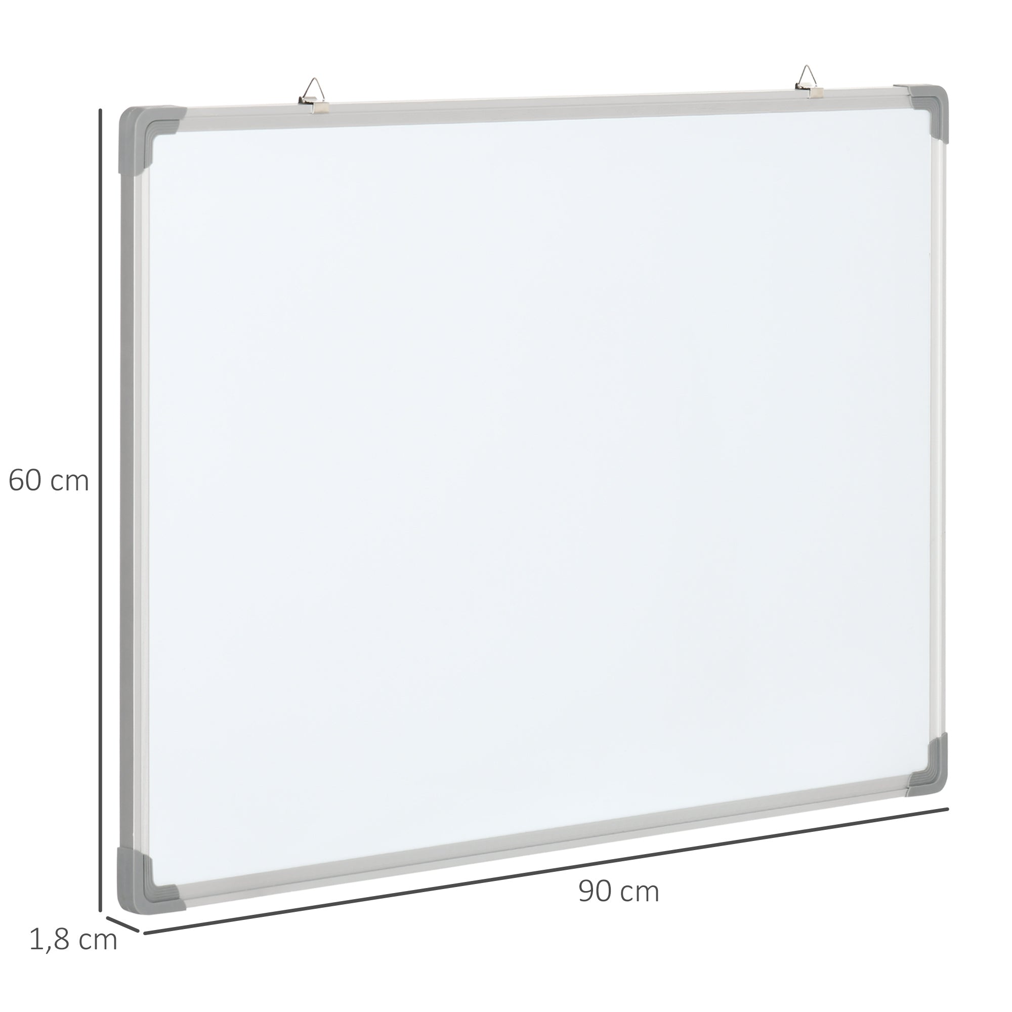 Magnetic Whiteboard with 4 Markers, 1 Eraser, 10 Magnets, Easel, Wall Mountable, Easy to Wipe, 90 x 1.8 x 60 cm