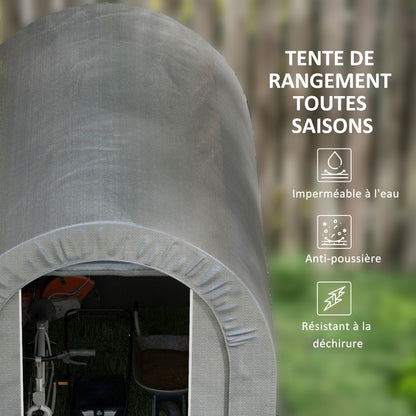 Outdoor Garden Storage Tent Bike Shed Garage for Bike PE Tarpaulin Metal Frame 2.4 x 1.6 x 1.9m Gray