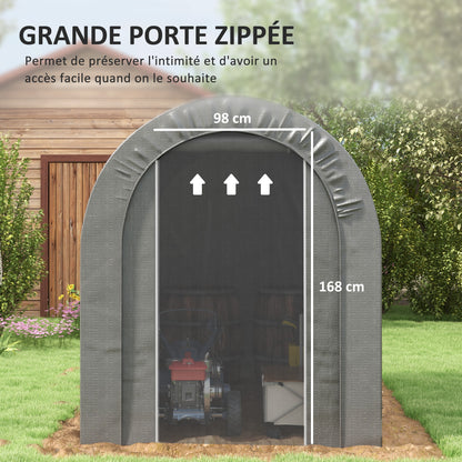 Outdoor Garden Storage Tent Bike Shed Garage for Bike PE Tarpaulin Metal Frame 2.4 x 1.6 x 1.9m Gray