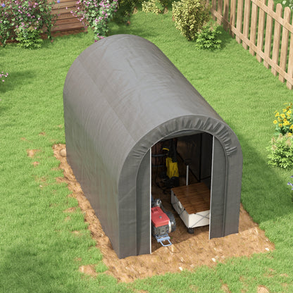 Outdoor Garden Storage Tent Bike Shed Garage for Bike PE Tarpaulin Metal Frame 2.4 x 1.6 x 1.9m Gray