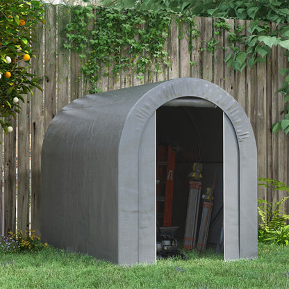Outdoor Garden Storage Tent Bike Shed Garage for Bike PE Tarpaulin Metal Frame 2.4 x 1.6 x 1.9m Gray