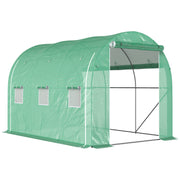 Garden Greenhouse 6m² 3 x 2m with 1 door + 2 roll-up zippered side panels, 6 windows, galvanized steel high-density 140 g/m² Anti-UV green PE