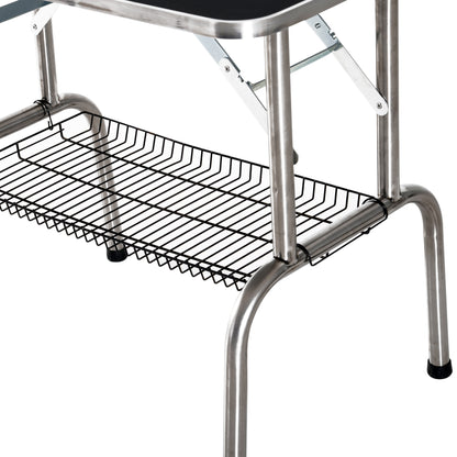 Grooming Table Pet Grooming Table Clipping Table with Basket Dog Grooming Table Foldable Dog Grooming Table Dog Bath Table Height Adjustable Stainless Steel Black