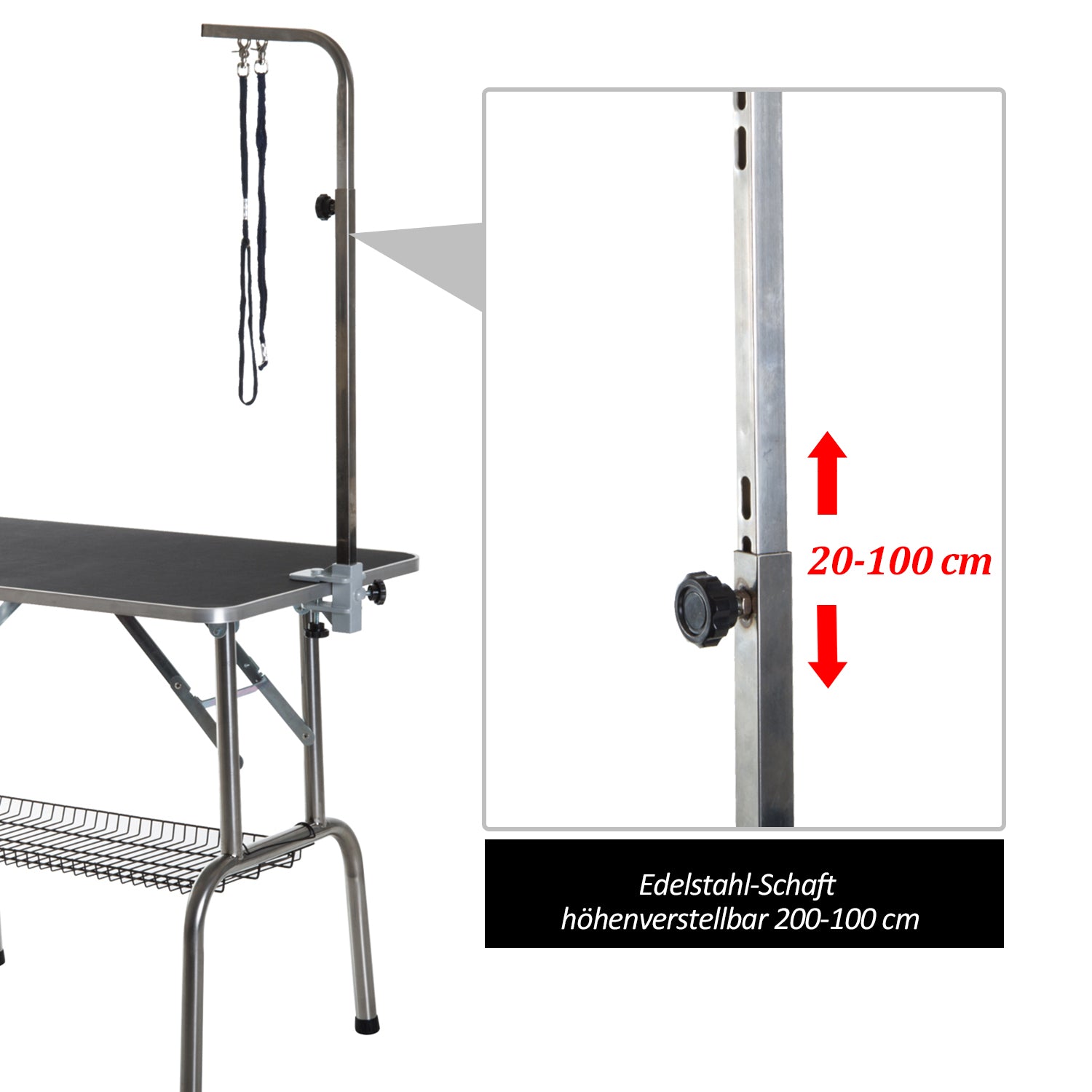 Grooming Table Pet Grooming Table Clipping Table with Basket Dog Grooming Table Foldable Dog Grooming Table Dog Bath Table Height Adjustable Stainless Steel Black