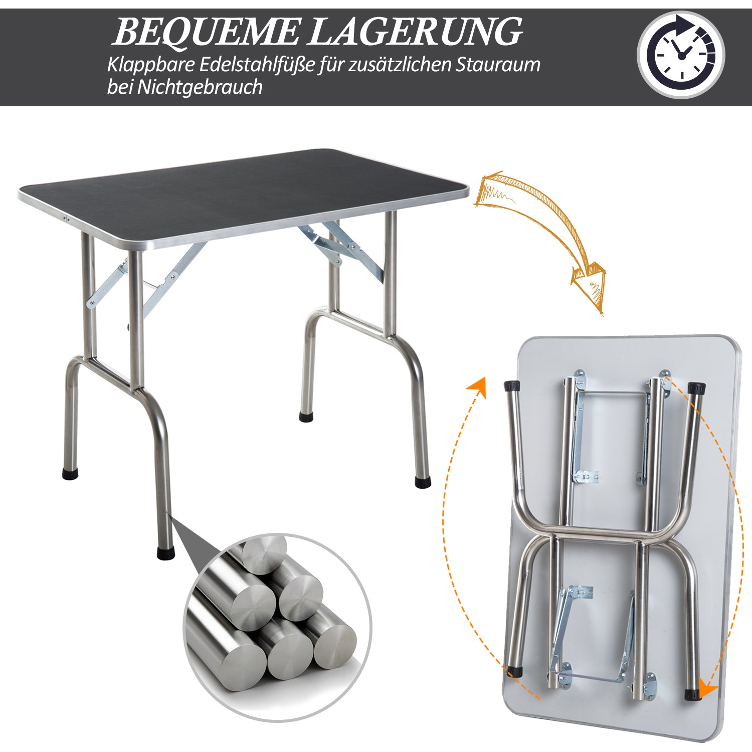 Grooming Table Pet Grooming Table Clipping Table with Basket Dog Grooming Table Foldable Dog Grooming Table Dog Bath Table Height Adjustable Stainless Steel Black