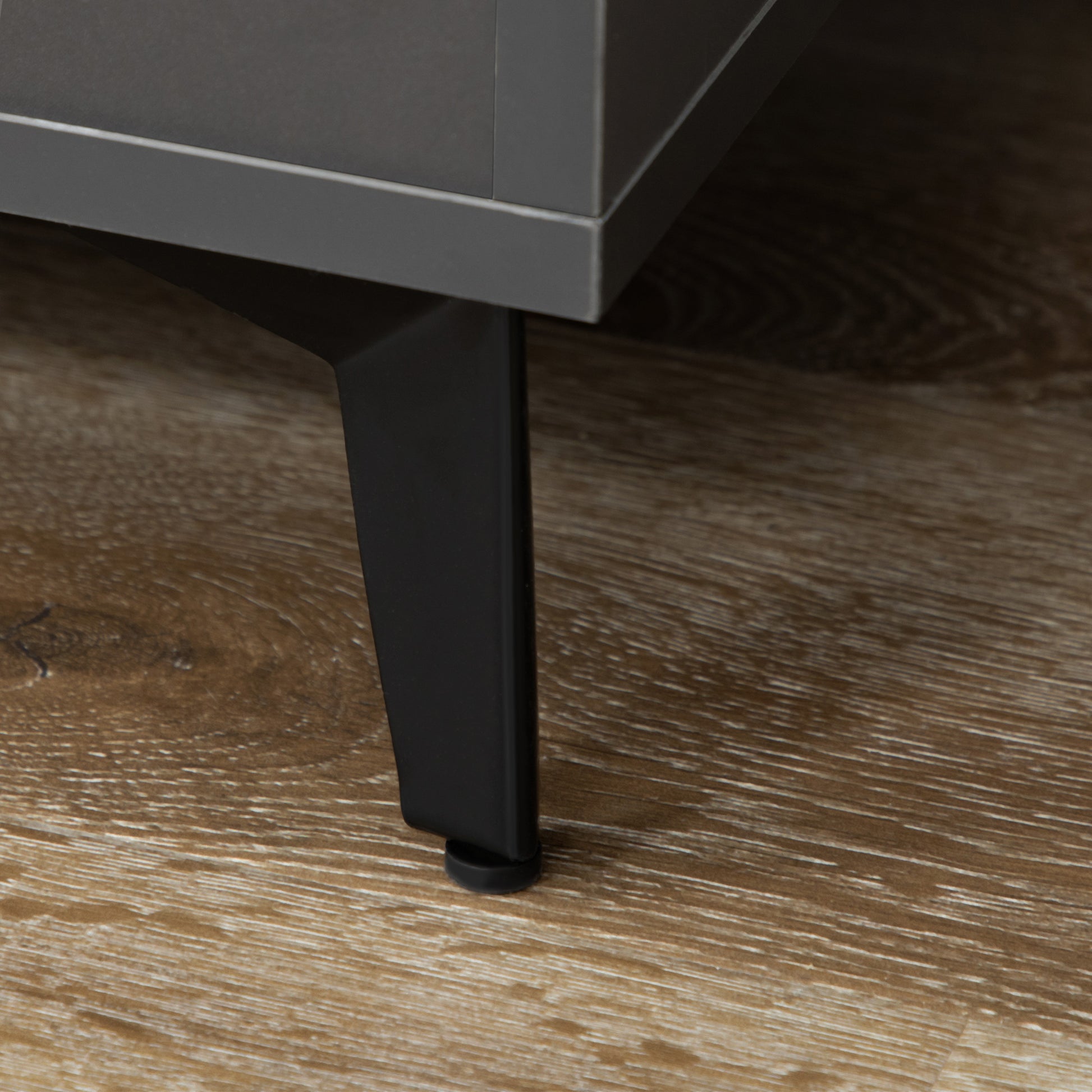 Kitchen Buffet Cabinet Storage Unit 180 cm for Kitchen Living Room Bathroom Industrial Design - Black Metal Legs Gray Wood