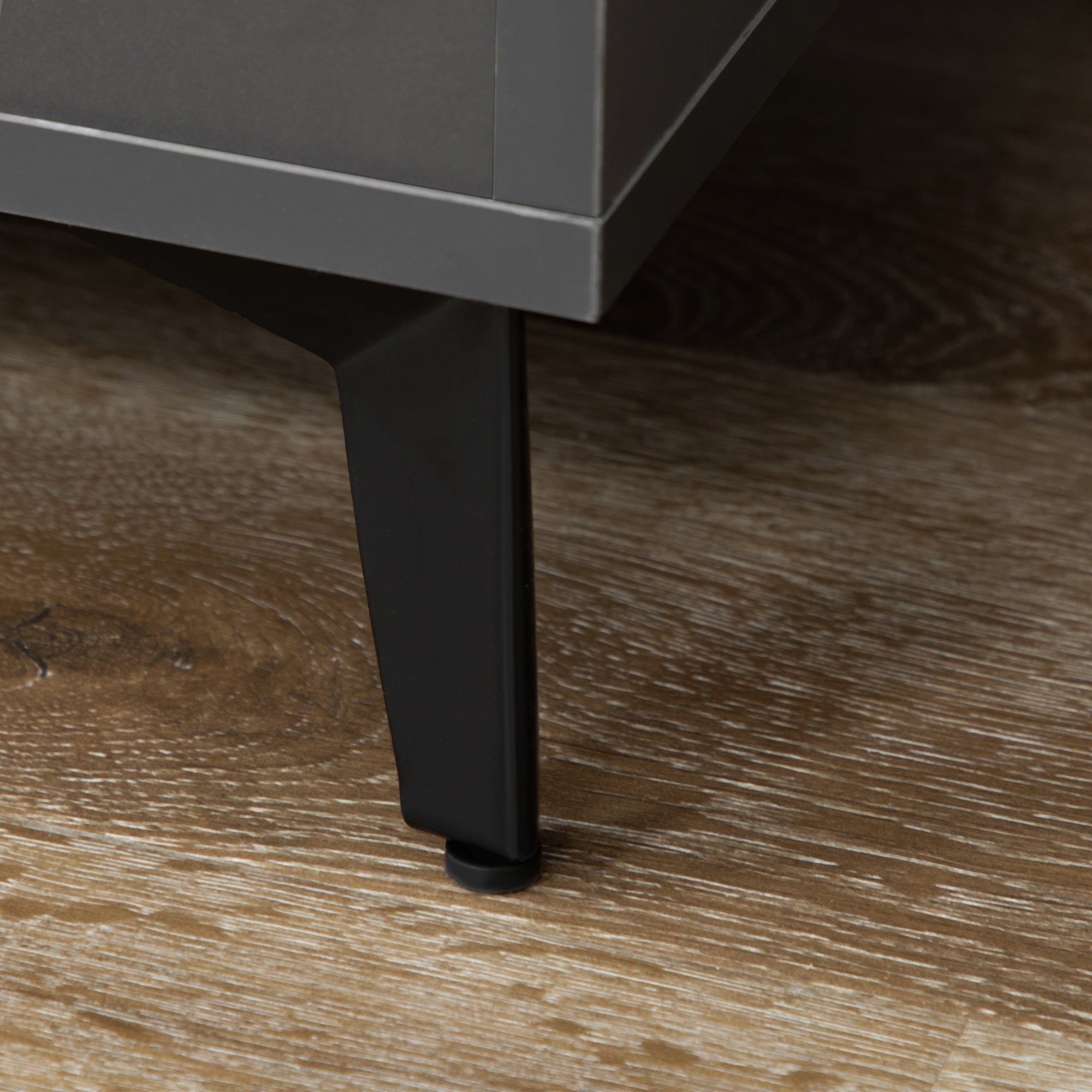 Kitchen Buffet Cabinet Storage Unit 180 cm for Kitchen Living Room Bathroom Industrial Design - Black Metal Legs Gray Wood