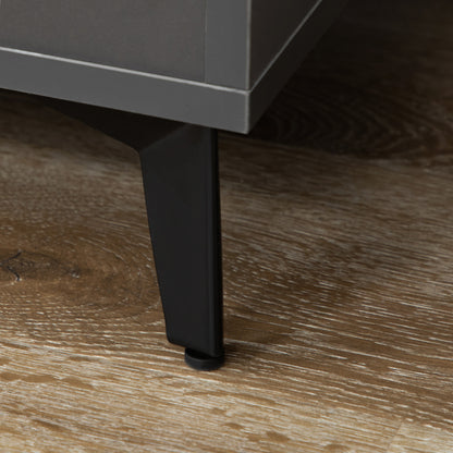 Kitchen Buffet Cabinet Storage Unit 180 cm for Kitchen Living Room Bathroom Industrial Design - Black Metal Legs Gray Wood