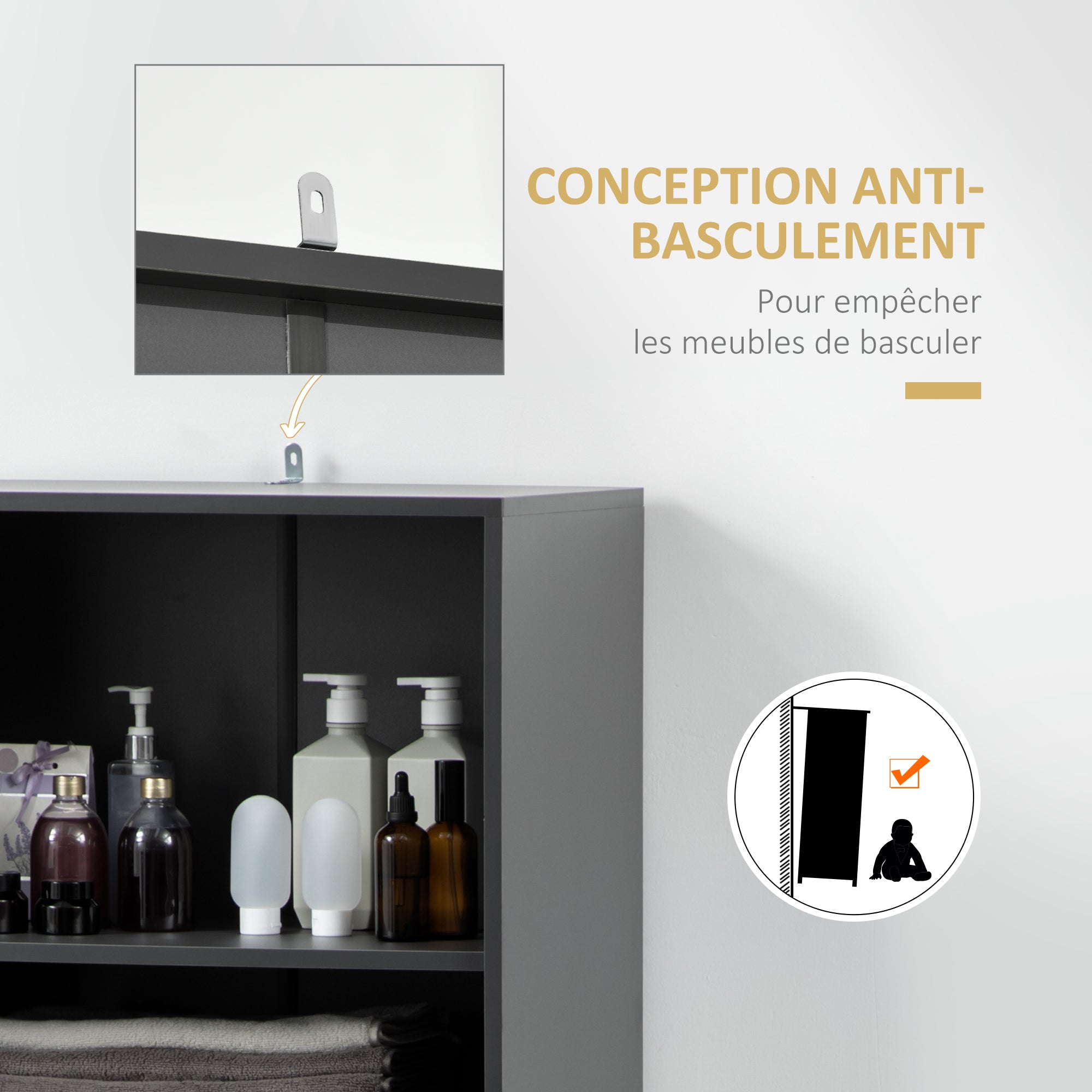 Kitchen Buffet Cabinet Storage Unit 180 cm for Kitchen Living Room Bathroom Industrial Design - Black Metal Legs Gray Wood