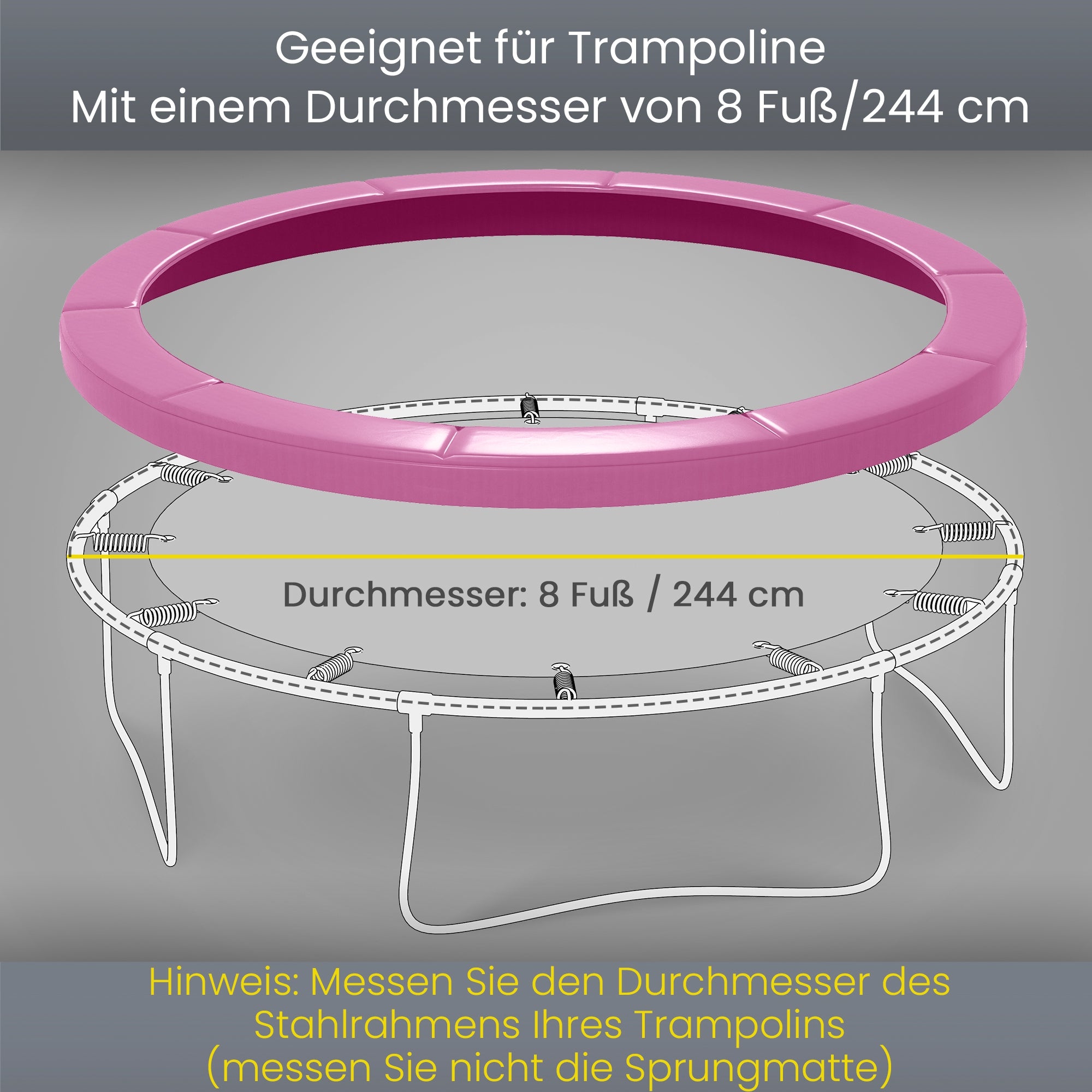 SPORTNOW Perimeter Pad for 244 cm (96 in) Trampoline, Tear-Resistant, UV-Resistant, Waterproof Spring Cover - Edge Protection Replacement for Garden Trampolines, Pink