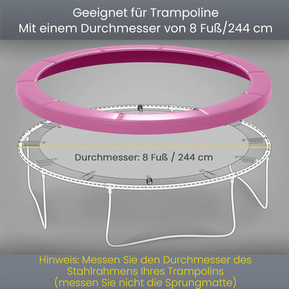 SPORTNOW Perimeter Pad for 244 cm (96 in) Trampoline, Tear-Resistant, UV-Resistant, Waterproof Spring Cover - Edge Protection Replacement for Garden Trampolines, Pink