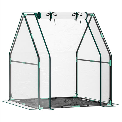 Small Greenhouse Outdoor Greenhouse with Zippered Door Waterproof PE Fabric Base and Steel Frame Greenhouse for Growing Plants Flowers 90x90x105 cm Clear