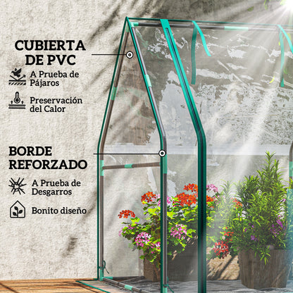 Small Greenhouse Outdoor Greenhouse with Zippered Door Waterproof PE Fabric Base and Steel Frame Greenhouse for Growing Plants Flowers 90x90x105 cm Clear