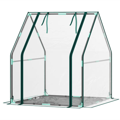 Small Greenhouse Outdoor Greenhouse with Zippered Door Waterproof PE Fabric Base and Steel Frame Greenhouse for Growing Plants Flowers 90x90x105 cm Clear