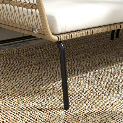 3-Piece Rattan Garden Furniture Set, Garden Set with Sun Lounger, Coffee Table, Loveseat, Garden Set with Seat Cushions, Balcony Furniture Set for Garden, Patio, Cream