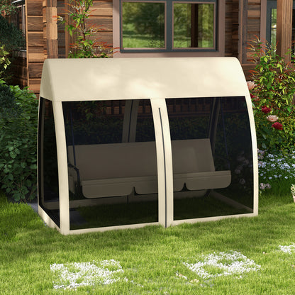 3-Seater Garden Swing Bench Convertible into Bed Swing Bench Outdoor with Mosquito Net Metal Structure Holds 300 kg 240x140x197 cm Beige